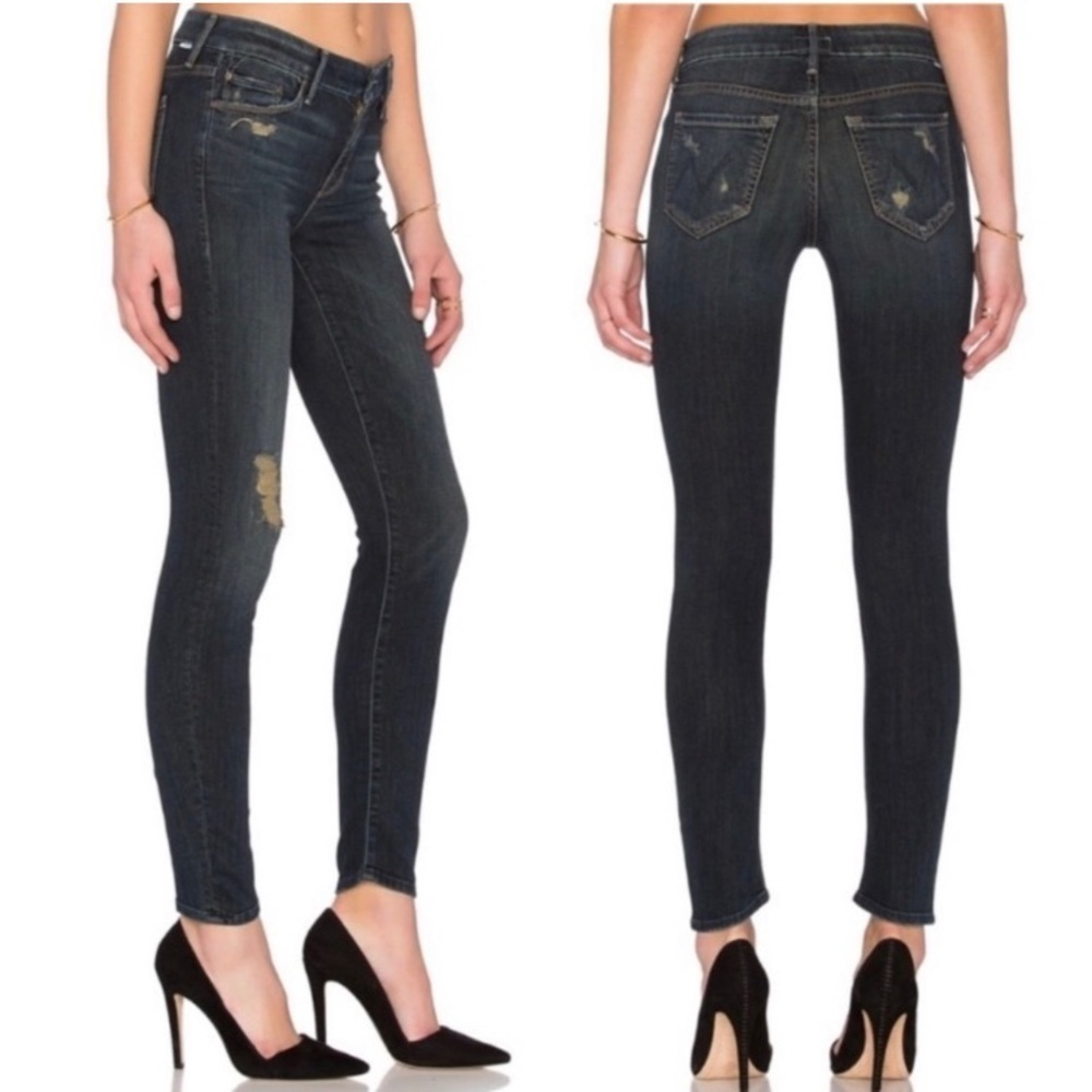 MOTHER The Looker Jaded & Torn Dark Denim Jeans